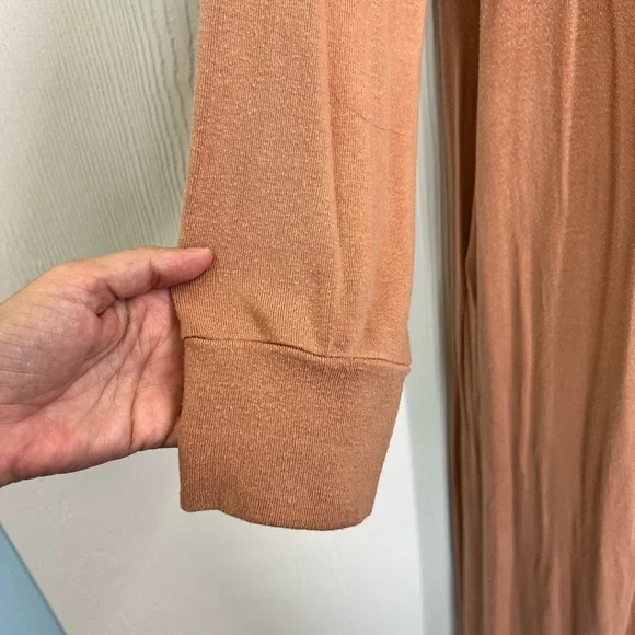 Skims - Cotton Umber Long Sleeve Poplin Tie Front Sleep Robe Size Medium - Picture 5 of 9